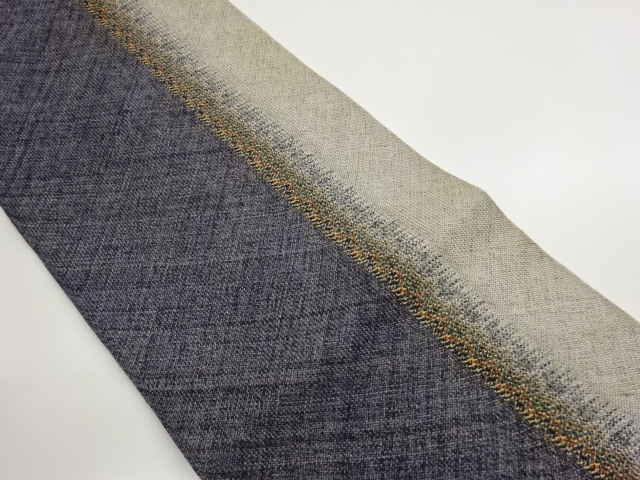 JAPANESE KIMONO / WOVEN / GOLD-THREADED / STRIPED PATTERN WEAVE NAGOYA